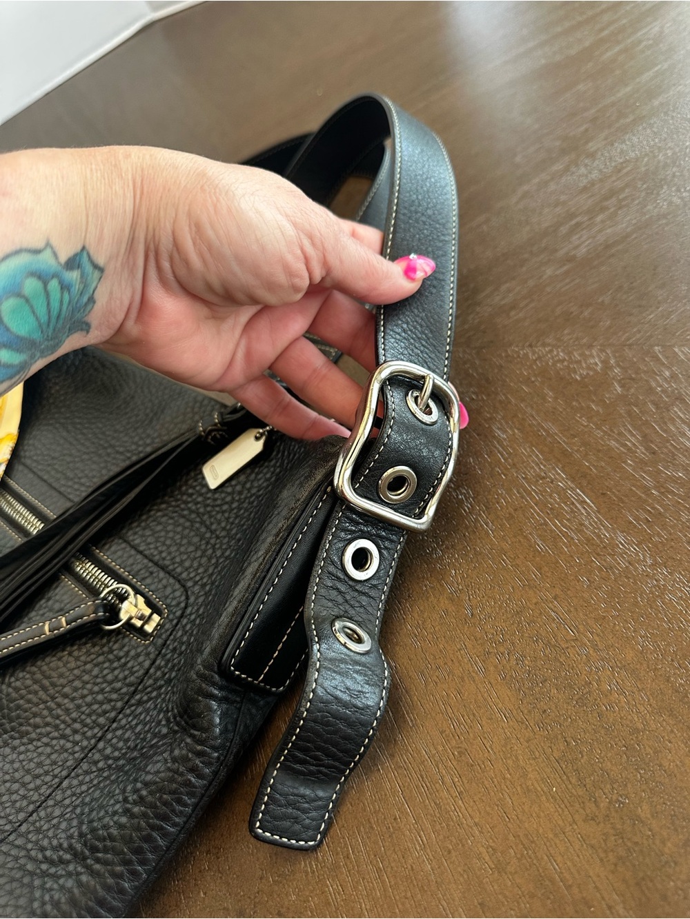 Coach Black Pebbled Leather Hobo Shoulder Bag - Picture 8 of 15